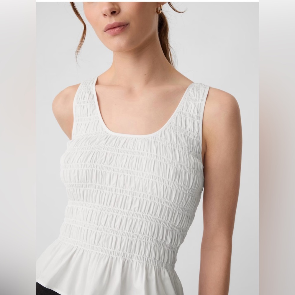 GAP Smocked Peplum Tank Top White